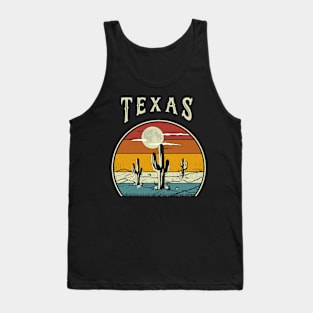 Cactus Vintage Texas Retro Wild Desert Sunset Summer Tank Top